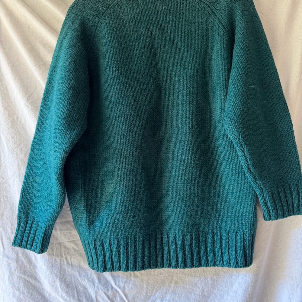 Vintage 90’s Men’s 100% Shetland wool Green Cable Knit Sweater - Picture 3 of 5